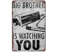 NWPNLXEA Funny Security Camera Warning Sign Smile You Are On CCTV Vintage Metal Tin Plaque for Garage Home Office 8 X 12 in