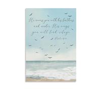 NWPNLXEA Gods Promise Wall-Art Under His Wings Refuge Psalm 91 4 Christian Scripture Print for Farmhouse Living Room Bedroom Canvas Decor Framed,16X24inch(40X60cm)