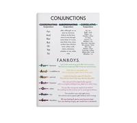 NWPNLXEA Grammar Wall-Art Conjunctions Poster with FANBOYS English Language Print for Classroom or Homeschool Decor Framed,16x24inch(40x60cm)
