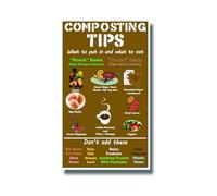 NWPNLXEA Home Composting Guide Kitchen Yard Waste Recycling Poster Composting Basics Educational Environmental Wall Decor for Garden Classroom Framed,08x12inch(20x30cm)