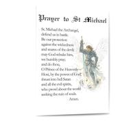 NWPNLXEA Home Office Decor Christian Canvas Wall Art Prayer to St Michael the Archangel Catholic Gifts Saint Michael Poster Farmhouse Painting Unframed,16x24inch(40x60cm)