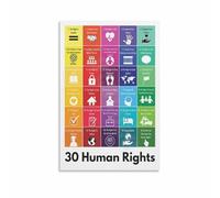 NWPNLXEA Human Rights Declaration Poster 30 Fundamental Freedoms Educational Canvas Wall Art for School Study Room Office Decor Unframed,08x12inch(20x30cm)