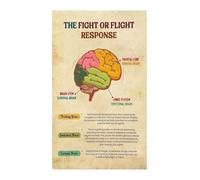NWPNLXEA Mental Health Professional Wall Art - Neurobiology of Trauma Poster Explaining Brain's Stress Response (Fight, Flight, Freeze, Fawn) Framed,08x12inch(20x30cm)