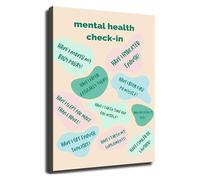 NWPNLXEA Mental Wellness Conversation Starters Poster Self Care Reflection Questions for Supportive Decor Framed,08x12inch(20x30cm)