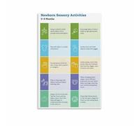 NWPNLXEA Montessori Inspired Activities Canvas Wall-Art Newborn Play Guide for Nursery Decor Parents Gift Unframed,12x18inch(30x45cm)