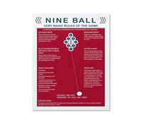 NWPNLXEA Nine Ball Rules Canvas Print - Billiards Poster for Bedroom, Office & Game Room Decor Unframed,16x24inch(40x60cm)