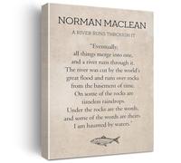 NWPNLXEA Norman Maclean A River Runs Through It Vintage Canvas Print for Library Decor Framed,08x12inch(20x30cm)