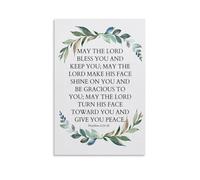 NWPNLXEA Numbers 6 24-26 Bible Verse Poster The Priestly Blessing Canvas Wall-Art for Wedding Gift and Christian Home Decor Framed,08x12inch(20x30cm)