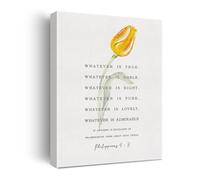 NWPNLXEA Philippians Bible Verse Floral Modern Canvas Print Whatever is True Whatever is Noble Inspirational Gift for Home Office Framed,16x24inch(40x60cm)
