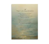 NWPNLXEA Poetry Art Poster Hope Is The Thing With Feathers Emily Dickinson Print For Bookworm Decor Home Office Living Room Unframed,08x12inch(20x30cm)