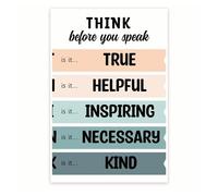 NWPNLXEA Positive Behavior Poster - Think Before You Speak Quote for Classroom Management - Empowering Educational Wall Decor School(Framed,16x24inch(40x60cm))