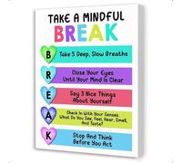 NWPNLXEA Preschool Calming Corner Decor - Take a Mindful Break Motivational Canvas, Soothing Wall Art for Classroom Safe Space, School Counselor Therapist Gift Framed,12x18inch(30x45cm)