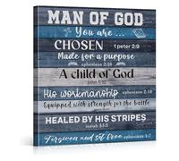 NWPNLXEA Religious Inspirational Poster Christian Man of God Spiritual Wall Art Decor for Home Study and Mens Space Framed,16x24inch(40x60cm)