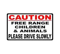 NWPNLXEA Retro Country Road Sign Metal Tin Plaque Funny Slow Down Warning for Range Pets Vintage Decor Farm Yard Garden 8 X 12 inch
