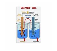 NWPNLXEA STEM Chemistry Poster Galvanic Cell and Electrolysis Science Wall-Art Canvas Print for Classroom Decor Laboratory Teaching Aid Framed,12x18inch(30x45cm)