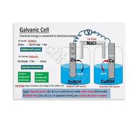 NWPNLXEA STEM Chemistry Poster Galvanic Cell and Redox Reactions Science Wall-Art for Classroom Decor Laboratory Teaching Aid Unframed,12x18inch(30x45cm)