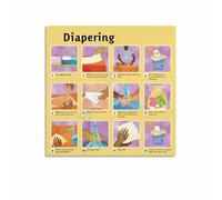 NWPNLXEA Step by Step Diaper Change Guide Poster Care Educational Chart Wall-Art for Nursery Changing Station Room Decor Framed,16x24inch(40x60cm)