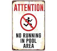 NWPNLXEA Swimming Pool Rules Sign No Running Vintage Metal Warning Sign for Backyard Pool Area Patio Decor 8 X 12 in
