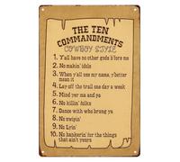 NWPNLXEA Ten Commandments Cowboy Style Novelty Metal Sign Humorous Wall Decor for Kitchen Bathroom Farm Yard Bar Garage Man Cave Anywhere Fun 8 X 12 inch