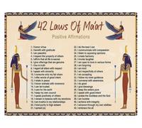 NWPNLXEA The 42 Laws of Maat Poster - Ancient Egyptian Principles of Truth & Justice, Sacred Code Canvas Wall Art for Study, Library Decor Framed,16x24inch(40x60cm)