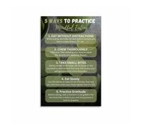 NWPNLXEA The Mindful Eating Guide Poster, Inspirational Art for Conscious Dining and Healthy Habits Kitchen Decor Framed,12x18inch(30x45cm)