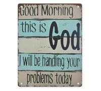 NWPNLXEA This Is God I Am Taking Over Your Problems Today Metal Tin Sign 8 X 12 in Vintage Faith Decor for Office Den