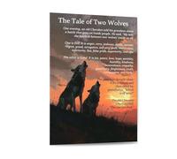 NWPNLXEA Wolf Wisdom Canvas Wall Art - Tale of Two Wolves Inspirational Poster Print, Nature Inspired Decor for Office Home Framed,16x24inch(40x60cm)