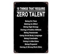 NWPNLXEA Zero Talent Required Motivational Metal Sign 10 Workplace Traits Retro Tin Wall-Art for Office Conference Room Decor 8 X 12 inch