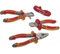 NWS 784 Pliers Set VDE, 3 Pieces, Combination Pliers, Side Cutter, Wire Stripper