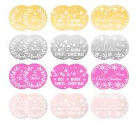 Nwsrayu 24 pcs Christmas Day Cupcake Toppers Acrylic Mirror Disc Xmas cupcake picks New year Party Cupcake Cake Decorations Supplies Mix colors