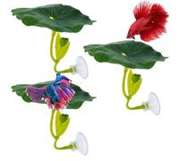 Nwsrayu 3 pcs Set Betta Fish Bed Leaf Hammock for Betta Fish, Practical Resting Spot, Comfortable Rest Area for Fish Aquarium Decoration Ornaments (3 x Green)