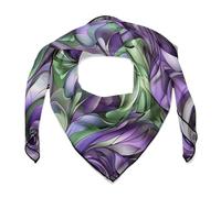 NWTPK Silk Scarves Women's Scarf Silk Neck Scarf Purple And Green Shades Printing Adult Silk Scarf Suitable for Women's Neck Hair Head Daily Life Decoration And Gifts, Style, One Size
