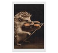 NWTRJ 5D Diamond Painting Kits for Adults Beginner Square 5D DIY Diamond Dots Paintings Full Drill Animal Hedgehog Music Violin Diamond Painting Gem Art Kits for Home Wall Decor 8"x12"