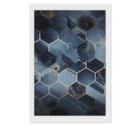 NWTRJ 5D Diamond Painting Kits for Adults Beginner Square 5D DIY Diamond Dots Paintings Full Drill Blue Hexagons and Diamonds Diamond Painting Gem Art Kits for Home Wall Decor 8"x12"