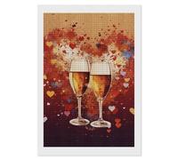 NWTRJ 5D Diamond Painting Kits for Adults Beginner Square 5D DIY Diamond Dots Paintings Full Drill Colorful Heart Champagne Diamond Painting Gem Art Kits for Home Wall Decor 8"x12"