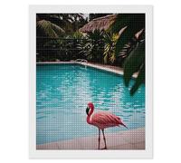 NWTRJ 5D Diamond Painting Kits for Adults Beginner Square 5D DIY Diamond Dots Paintings Full Drill Flamingo and Swimming Pool Diamond Painting Gem Art Kits for Home Wall Decor 16"x20"