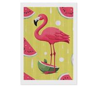 NWTRJ 5D Diamond Painting Kits for Adults Beginner Square 5D DIY Diamond Dots Paintings Full Drill Flamingo and Watermelon Diamond Painting Gem Art Kits for Home Wall Decor 8"x12"