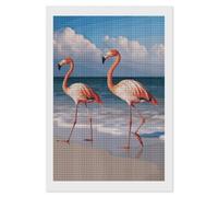 NWTRJ 5D Diamond Painting Kits for Adults Beginner Square 5D DIY Diamond Dots Paintings Full Drill Flamingo on The Beach Diamond Painting Gem Art Kits for Home Wall Decor 8"x12"