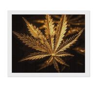 NWTRJ 5D Diamond Painting Kits for Adults Beginner Square 5D DIY Diamond Dots Paintings Full Drill Golden Cannabis Diamond Painting Gem Art Kits for Home Wall Decor