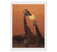 NWTRJ 5D Diamond Painting Kits for Adults Beginner Square 5D DIY Diamond Dots Paintings Full Drill Giraffe at Sunset Diamond Painting Gem Art Kits for Home Wall Decor 12"x16"