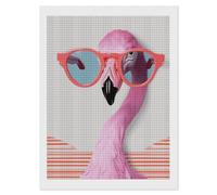NWTRJ 5D Diamond Painting Kits for Adults Beginner Square 5D DIY Diamond Dots Paintings Full Drill Hello Glasses Flamingo Diamond Painting Gem Art Kits for Home Wall Decor 12"x16"