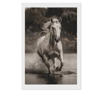 NWTRJ 5D Diamond Painting Kits for Adults Beginner Square 5D DIY Diamond Dots Paintings Full Drill Horse Running by The Water Diamond Painting Gem Art Kits for Home Wall Decor 8"x12"
