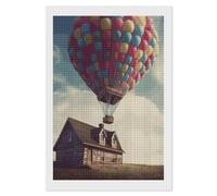 NWTRJ 5D Diamond Painting Kits for Adults Beginner Square 5D DIY Diamond Dots Paintings Full Drill Hot Air Balloon Take Wooden House Fly The Diamond Painting Gem Art Kits for Home Wall Decor 8"x12"