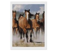 NWTRJ 5D Diamond Painting Kits for Adults Beginner Square 5D DIY Diamond Dots Paintings Full Drill Running Horses Diamond Painting Gem Art Kits for Home Wall Decor 12"x16"