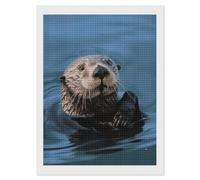 NWTRJ 5D Diamond Painting Kits for Adults Beginner Square 5D DIY Diamond Dots Paintings Full Drill Sea Otter Diamond Painting Gem Art Kits for Home Wall Decor 12"x16"