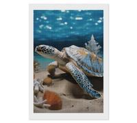 NWTRJ 5D Diamond Painting Kits for Adults Beginner Square 5D DIY Diamond Dots Paintings Full Drill Sea Conch Shell Starfish Turtle Diamond Painting Gem Art Kits for Home Wall Decor 8"x12"