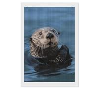 NWTRJ 5D Diamond Painting Kits for Adults Beginner Square 5D DIY Diamond Dots Paintings Full Drill Sea Otter Diamond Painting Gem Art Kits for Home Wall Decor 8"x12"