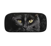 NWTRJ A Black Cat on A Black Background Pencil Case Waterproof Leather Pencil Bag Large Capacity Pen Pounch Cosmetic Makeup Bag for Women Men