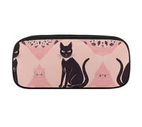NWTRJ A Black Cat Pencil Case Waterproof Leather Pencil Bag Large Capacity Pen Pounch Cosmetic Makeup Bag for Women Men