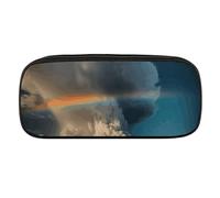 NWTRJ A Rainbow in The Pencil Case Waterproof Leather Pencil Bag Large Capacity Pen Pounch Cosmetic Makeup Bag for Women Men